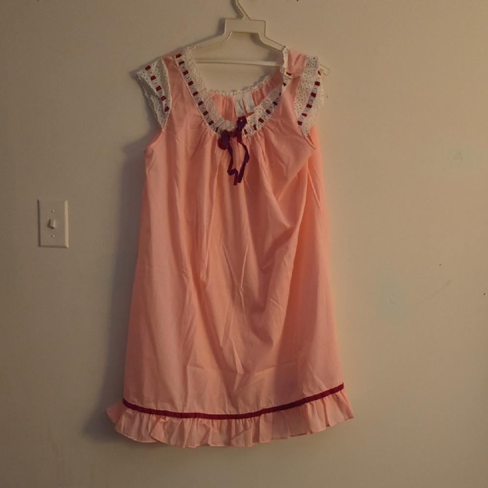 Elegant Pink Nightgown with Lace Trim
